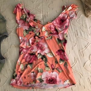 Flowery Ruffle Top